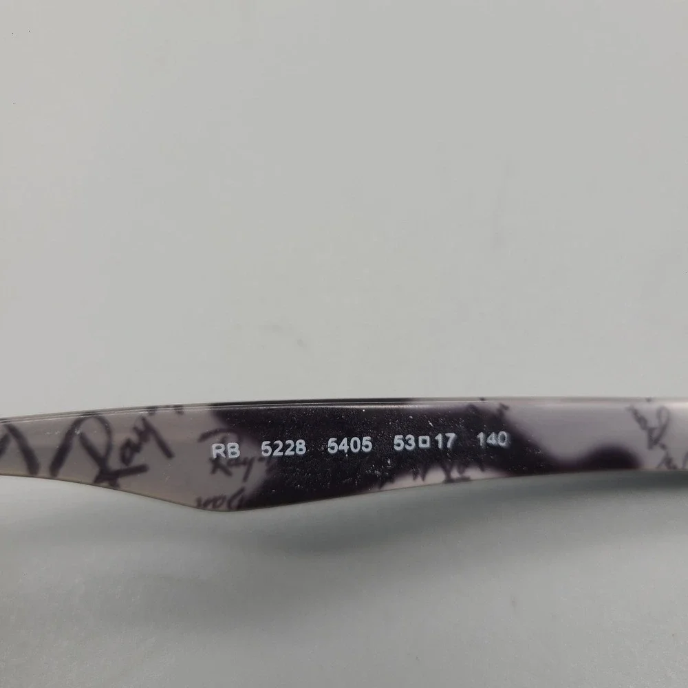 Ray-Ban RB 5228 5405 Black Logo Print Rectangular Eyeglass Frames 53-17-140